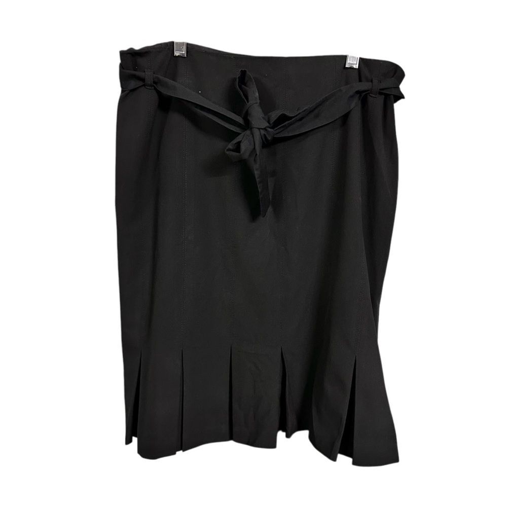 Laundry By Shelli Segal Womens Sz 12 Black Pleated A Line Knee Length Tie Waist